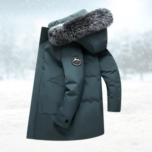 Men's Parka Jacket - Windproof & Insulated - With Hood & Synthetic Fur - Long-Sleeved