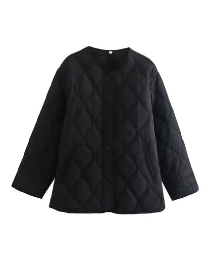 Women's Quilted Jacket - Relaxed Fit - Lightweight Padded - Button Closure
