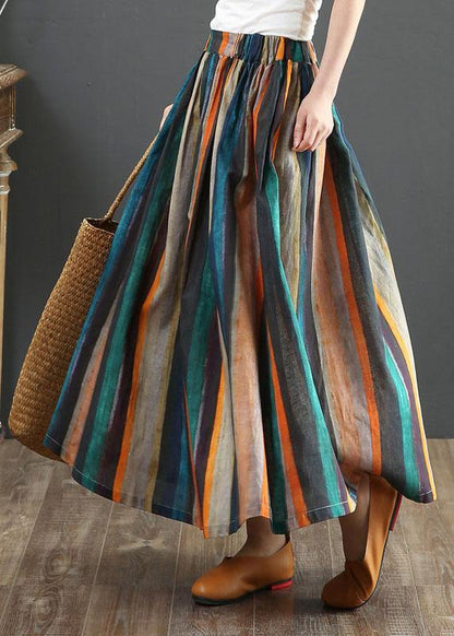 Women's Skirt – A-line Fit – Retro Striped – Pleated – Light and Breathable