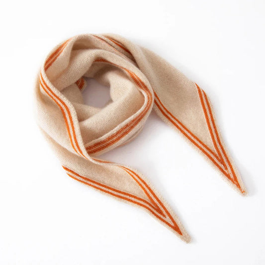 Isla Wool-Blend Striped Scarf | Striped Trim Pointed Ends Scarf