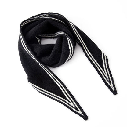 Isla Wool-Blend Striped Scarf | Striped Trim Pointed Ends Scarf