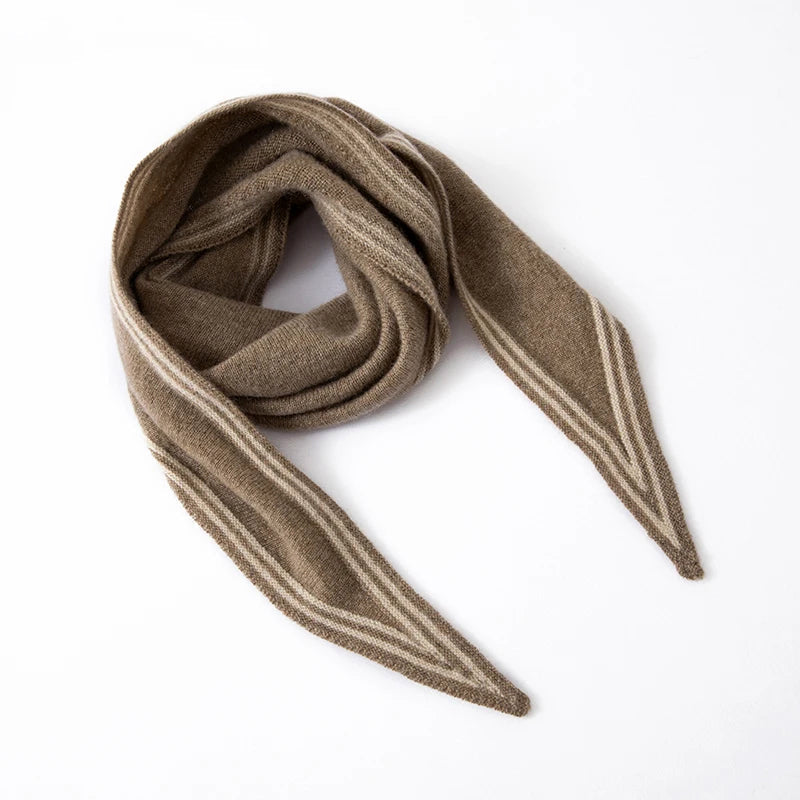 Isla Wool-Blend Striped Scarf | Striped Trim Pointed Ends Scarf