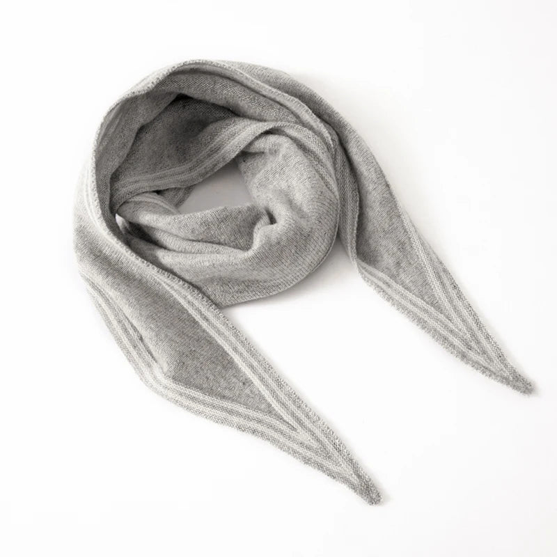 Isla Wool-Blend Striped Scarf | Striped Trim Pointed Ends Scarf