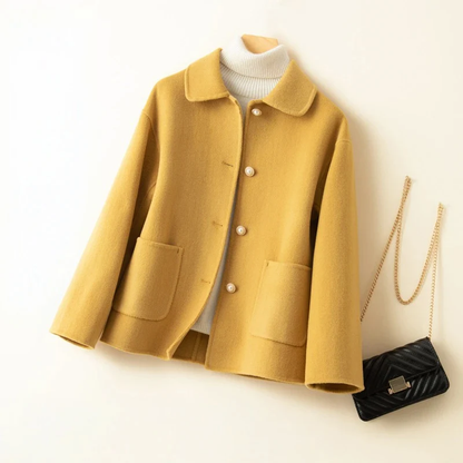 Sienna Relaxed Fit Coat | Button Front Rounded Collar Coat