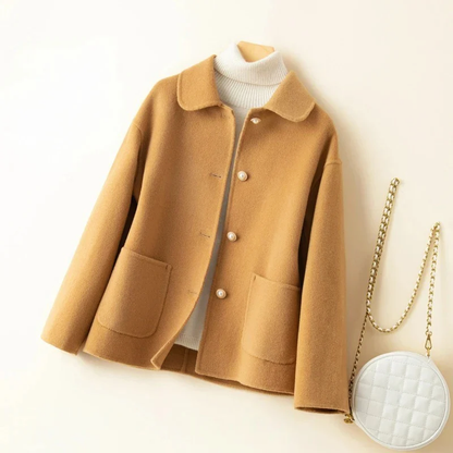 Sienna Relaxed Fit Coat | Button Front Rounded Collar Coat