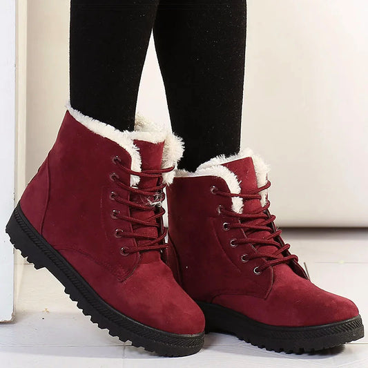 Isla Lace-Up Ankle Boots | Fur Lining Lug Sole Ankle Boots