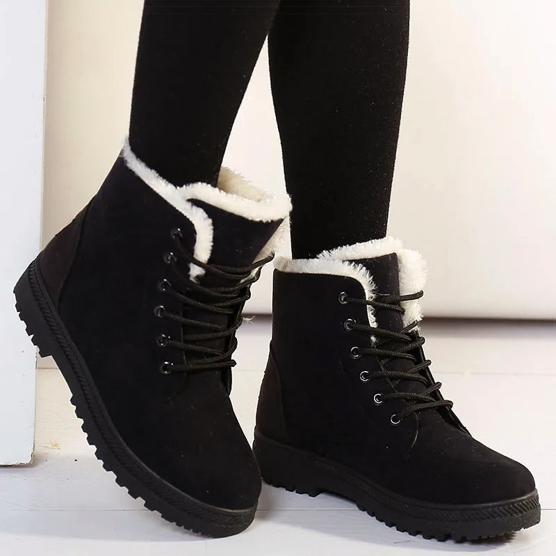 Isla Lace-Up Ankle Boots | Fur Lining Lug Sole Ankle Boots