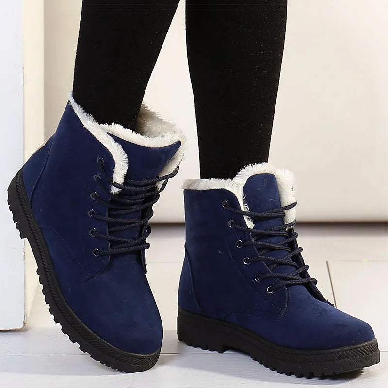 Isla Lace-Up Ankle Boots | Fur Lining Lug Sole Ankle Boots
