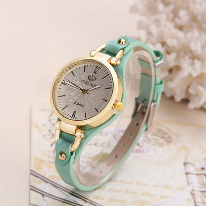 Isla Faux Leather Round Dial Wristwatch | Gold-Tone Bezel Adjustable Strap Wristwatch