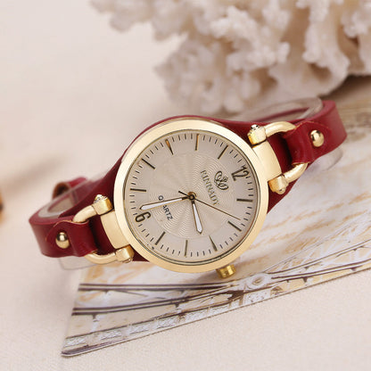Isla Faux Leather Round Dial Wristwatch | Gold-Tone Bezel Adjustable Strap Wristwatch