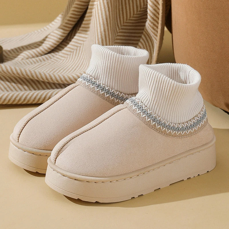 Elisa Geometric Ankle Slipper Boots | Ribbed Cuff Comfort-Fit Slippers