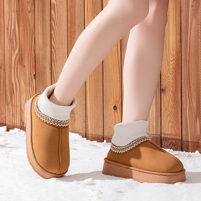 Elisa Geometric Ankle Slipper Boots | Ribbed Cuff Comfort-Fit Slippers