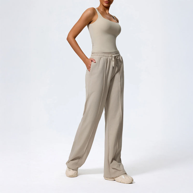 Sienna Wide Leg Lounge Pants | Drawstring Waist Solid Lounge Pants