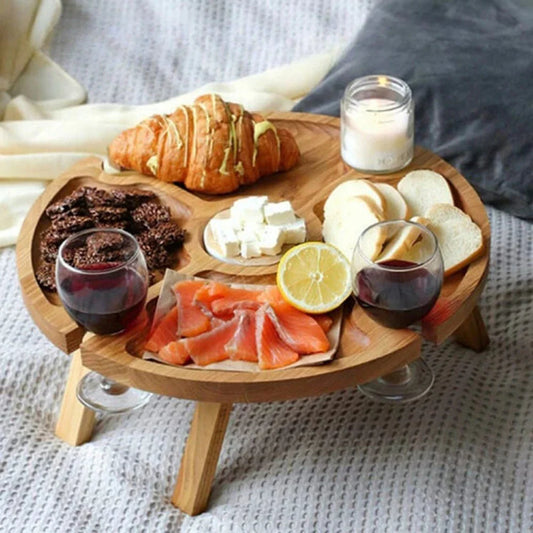 Folding Picnic Table With Integrated Wine Holder
