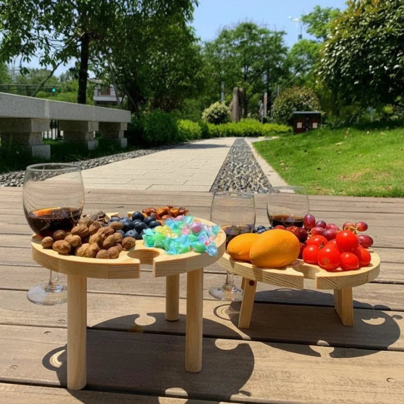 Folding Picnic Table With Integrated Wine Holder