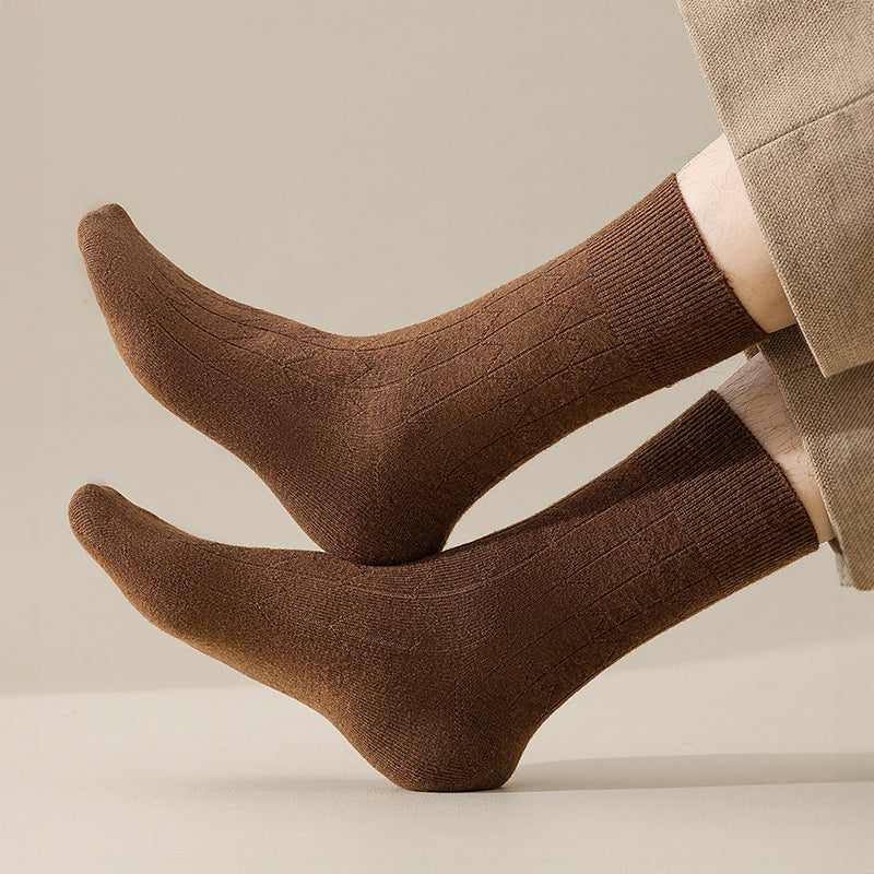 Freddie Wool-Blend Ribbed Crew Fit Socks | Subtle Pattern Socks