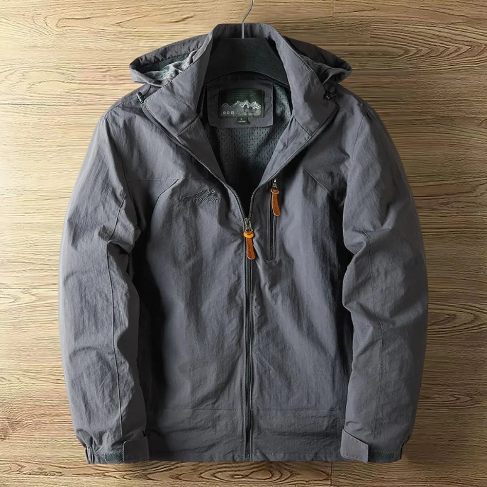 Men's Outdoor Jacket – Waterproof Breathable – Regular Fit – Hood and Zipper
