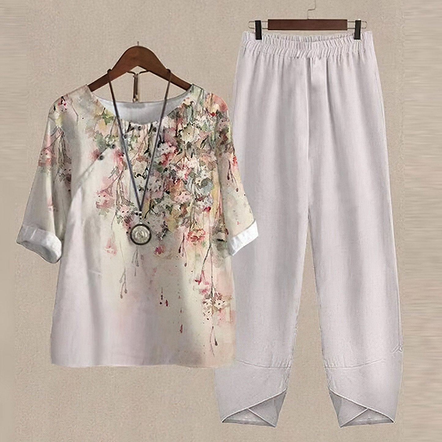 Women's Two-Piece Set – Relaxed Fit – Breathable Lightweight – Butterfly Details