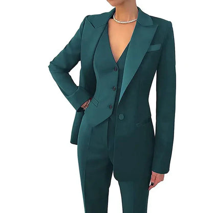 Women's Jumpsuit – Tailored Fit – 3-Piece Set with Vest – Wool Blend Design