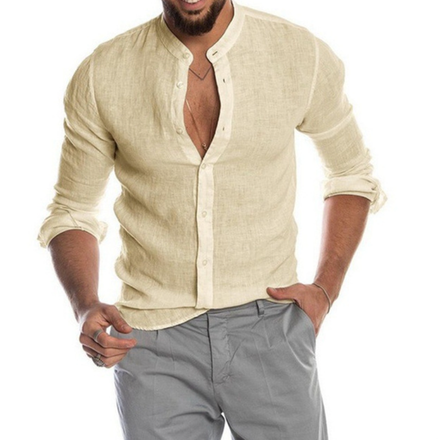 Men's Shirt – Slim Fit – Long Sleeve – Button Closure – Breathable Linen