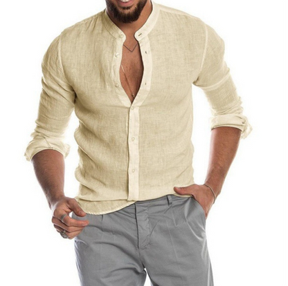 Men's Shirt – Slim Fit – Long Sleeve – Button Closure – Breathable Linen