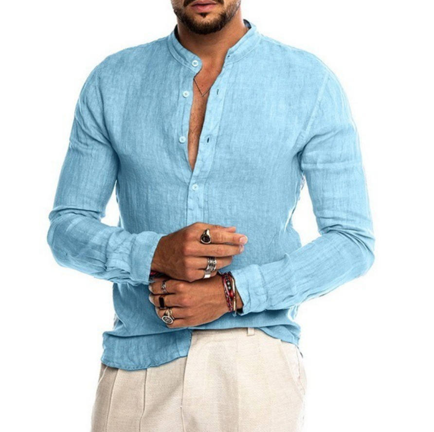 Men's Shirt – Slim Fit – Long Sleeve – Button Closure – Breathable Linen