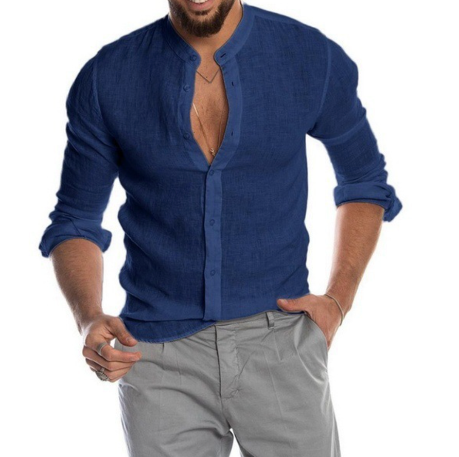 Men's Shirt – Slim Fit – Long Sleeve – Button Closure – Breathable Linen