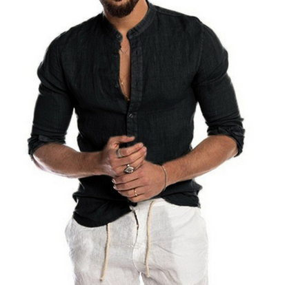 Men's Shirt – Slim Fit – Long Sleeve – Button Closure – Breathable Linen