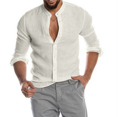 Men's Shirt – Slim Fit – Long Sleeve – Button Closure – Breathable Linen