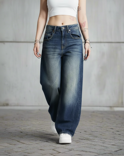 Women's Jeans - Wide Leg - Loose Fit - Classic Denim - Casual Streetwear