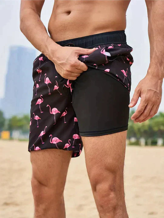 Men's Swim Shorts – Quick-Drying Lightweight Material – Medium Length Fit – Compression Lining