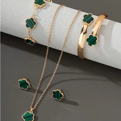 Sienna 3-Piece Jewelry Set | Necklace, Earrings & Bracelet with Flower Charms