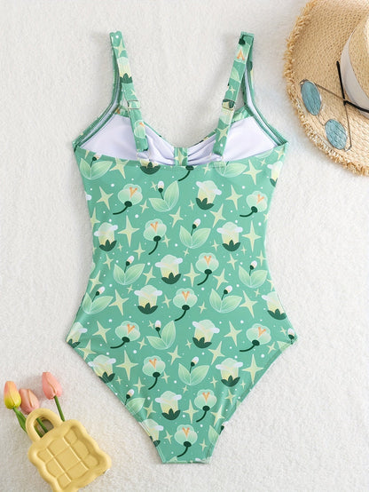 Swimsuit for Women – Shaping Fit – Ruched Bust – Floral Print – Full Coverage