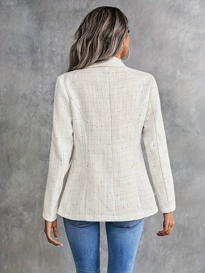Women's Blazer – Tailored Fit – Textured Woven – Double Breasted – Classic Lapel