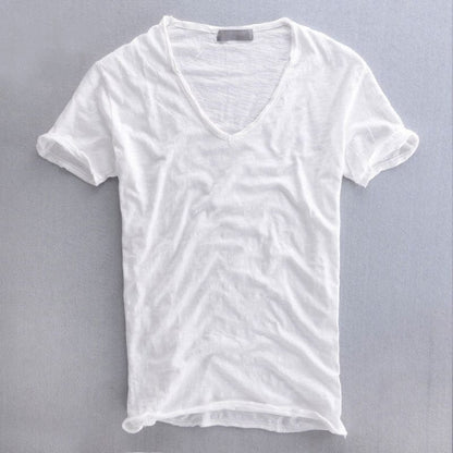 Men's T-shirt – V-neck – Soft Knit – Standard Fit – Short Sleeves – Breathable