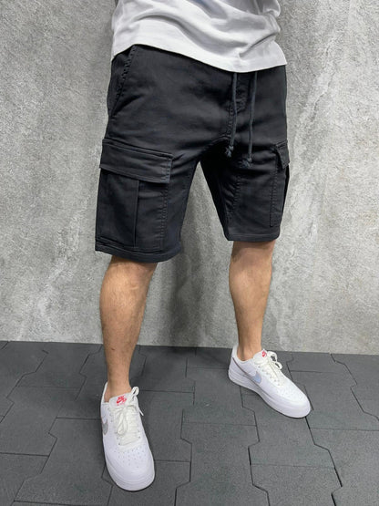 Men's Cargo Shorts - Adjustable Drawstring - Knee-Length - Multiple Pockets