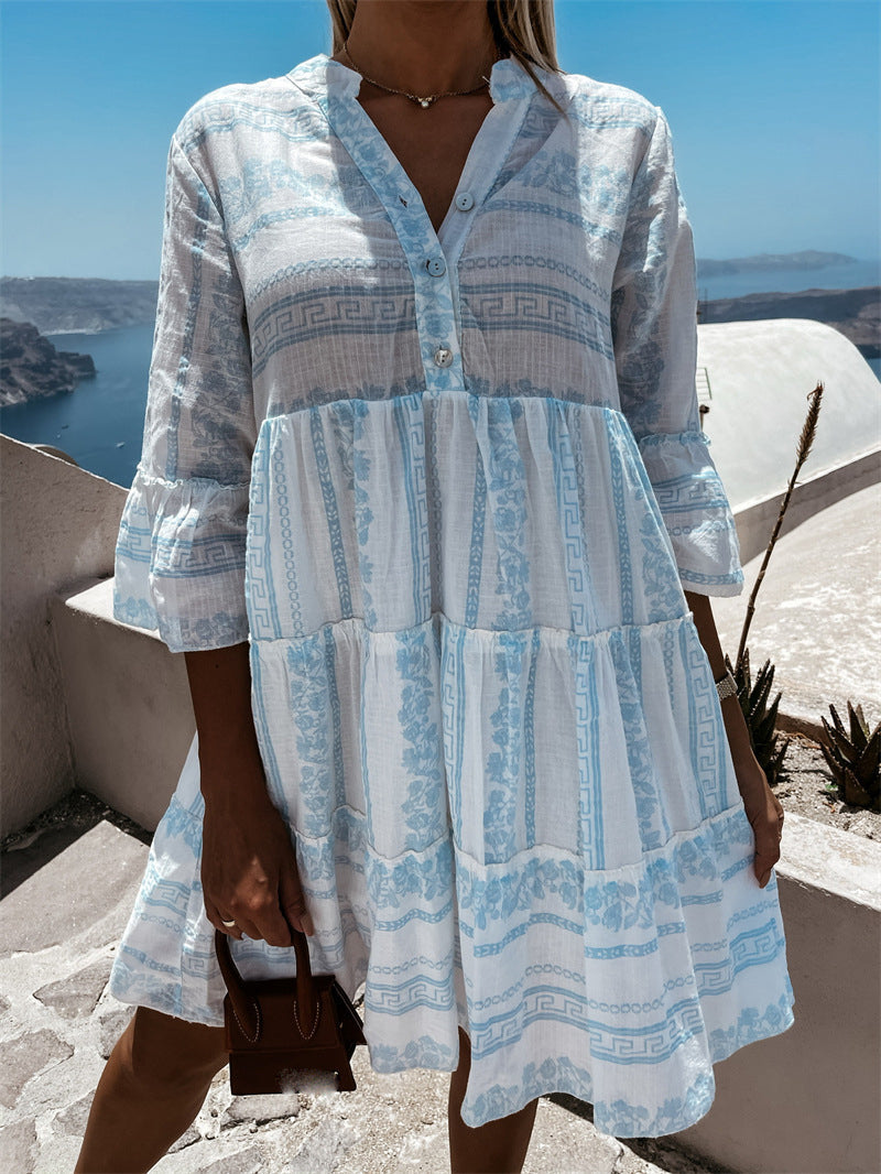 Dress for Women – Bohemian A-line Fit – Layered Ruffle Design – Breathable Fabric