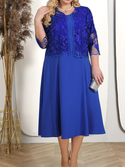 Women's Evening Dress – Embroidered Jacket – Flowing A-line Skirt – Ready for Formal Event
