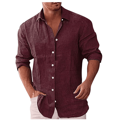 Men's Shirt – Relaxed Fit – Lightweight and Breathable – Long-Sleeved Button Closure