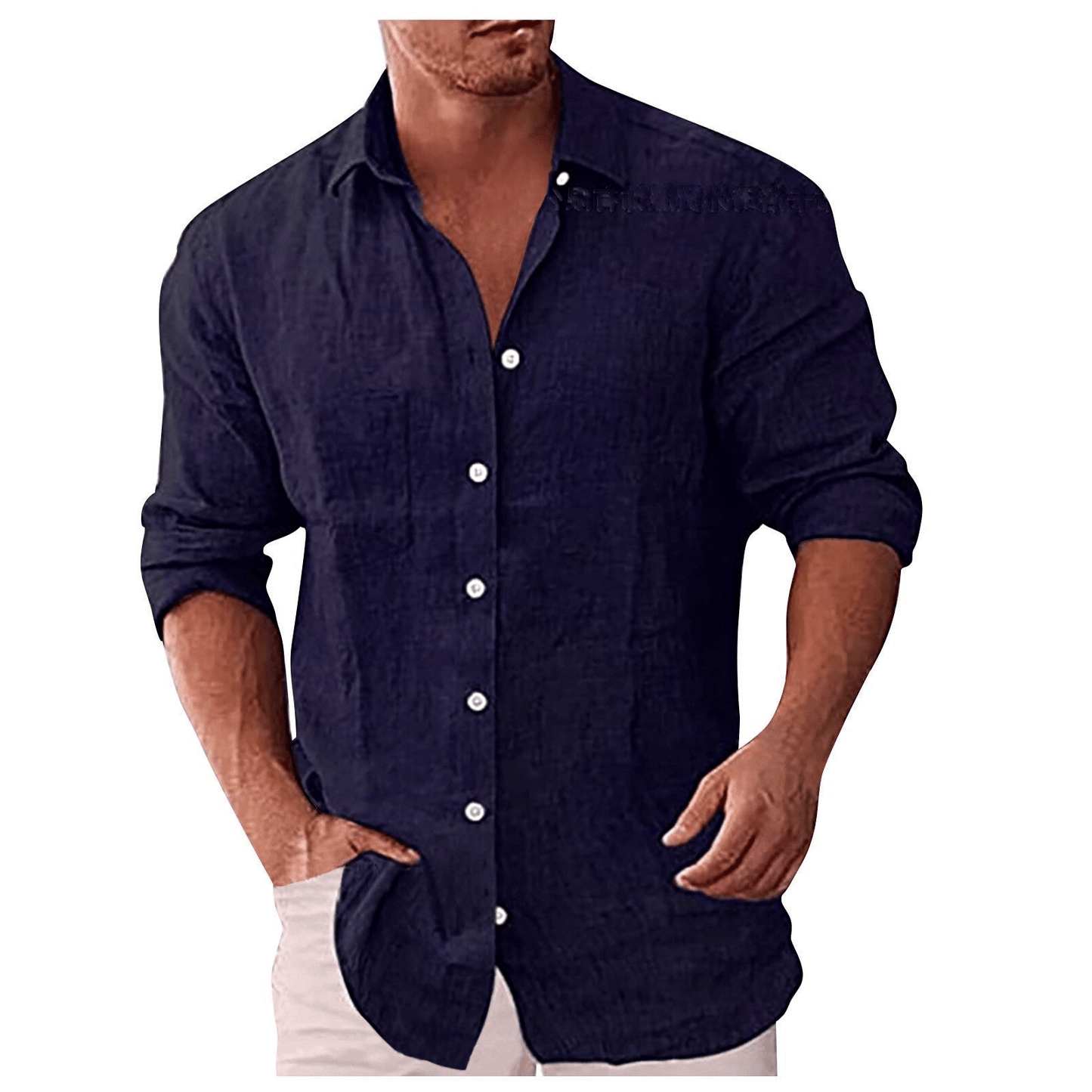 Men's Shirt – Relaxed Fit – Lightweight and Breathable – Long-Sleeved Button Closure