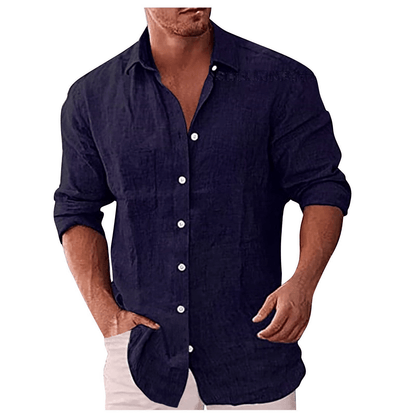 Men's Shirt – Relaxed Fit – Lightweight and Breathable – Long-Sleeved Button Closure