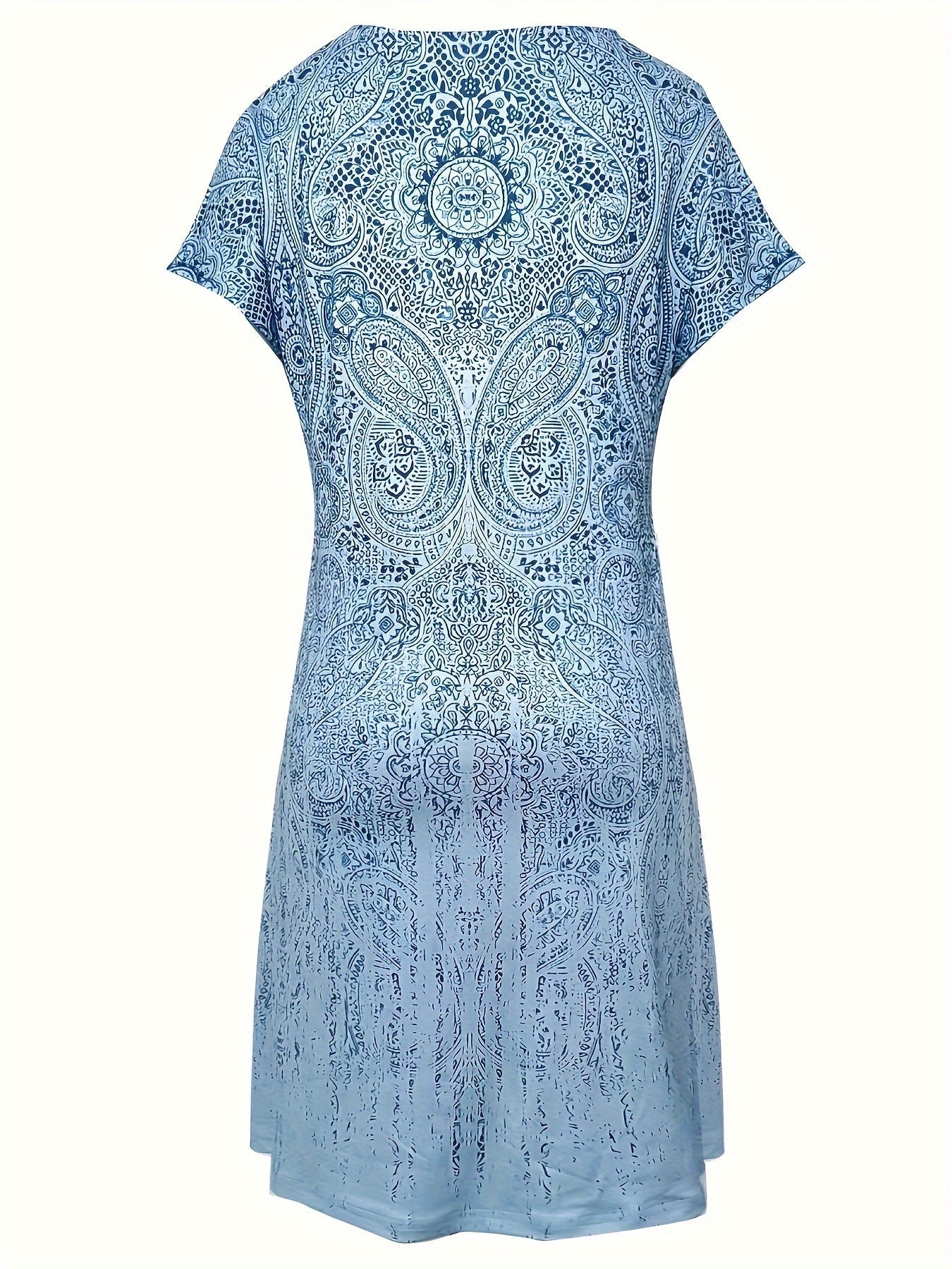 Dress for Women – Mini – Relaxed Fit – Short-Sleeved – Round Neck – Print Design
