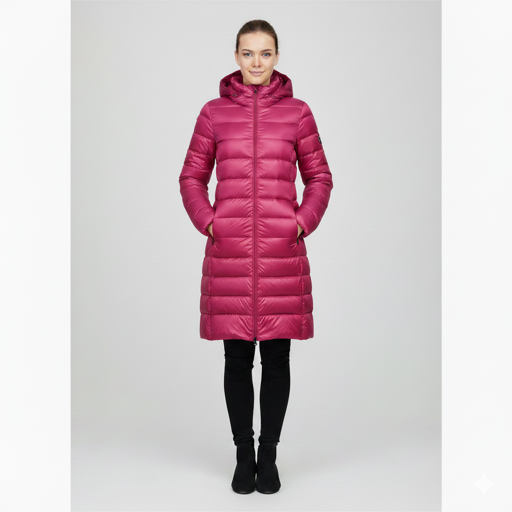 Women's Jacket - Lightweight Mid-Length Down - Slim Fit - Hooded