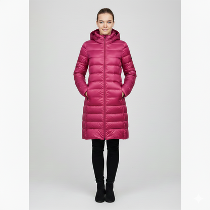 Women's Jacket - Lightweight Mid-Length Down - Slim Fit - Hooded