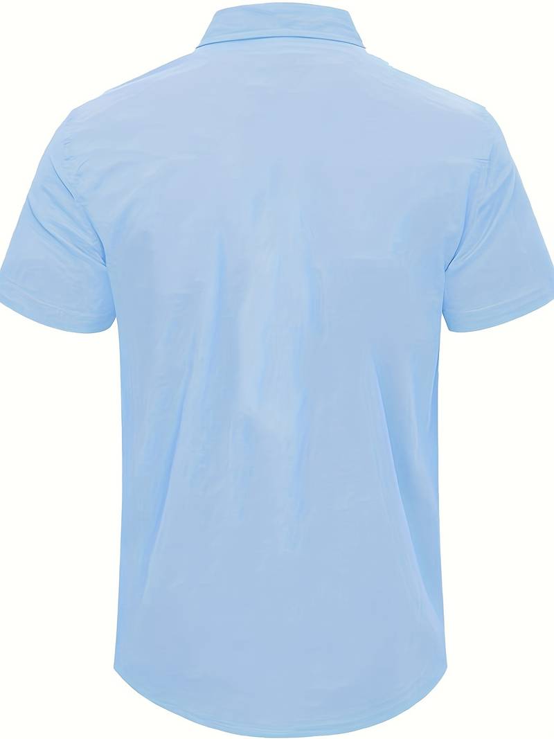 Men's Shirt - Short-Sleeved Button-Up - Classic Collar - Regular Fit - Breathable