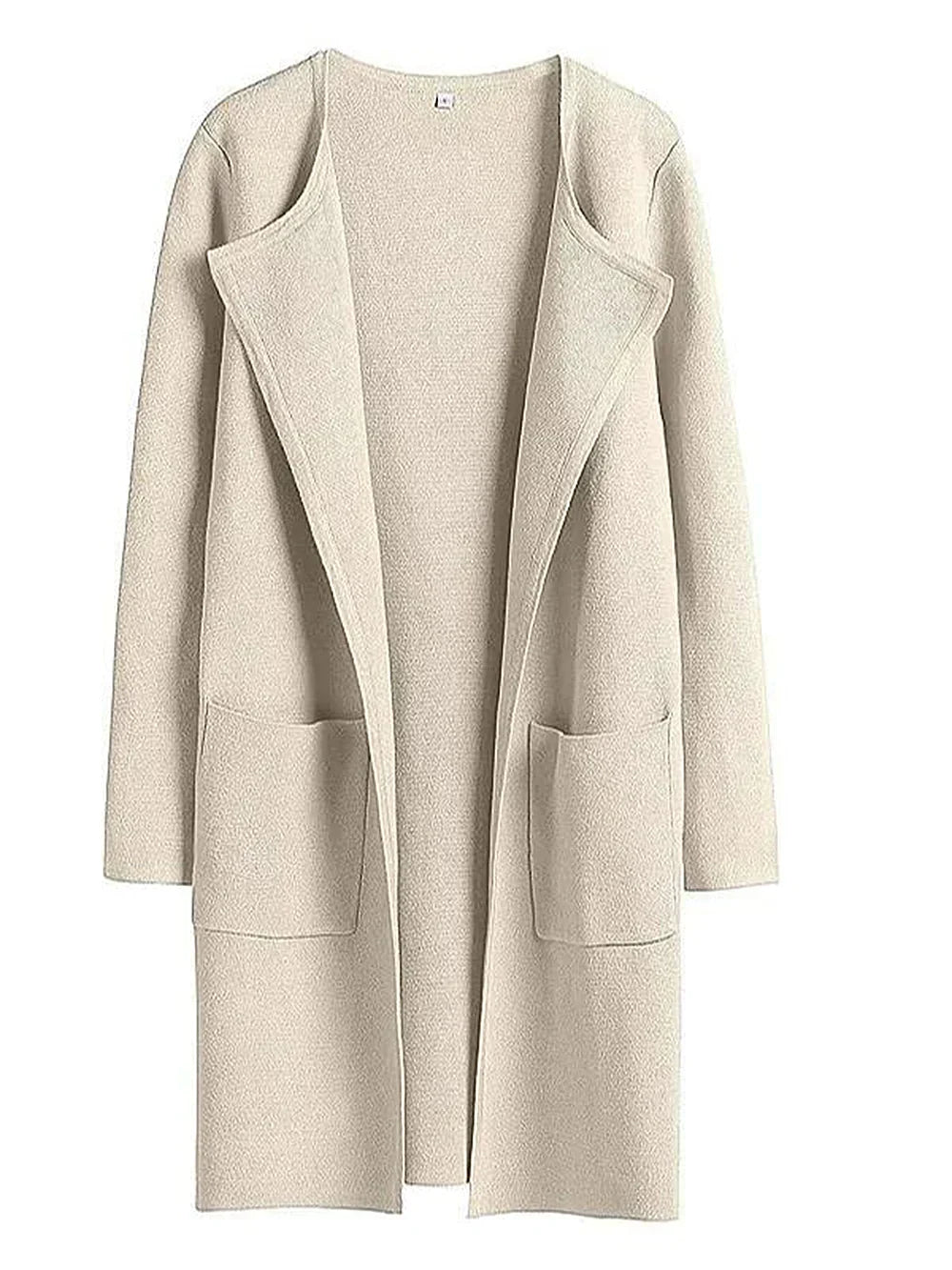 Women's Coat – Relaxed Fit – Knee Length – Wide Lapels – Minimalist Design