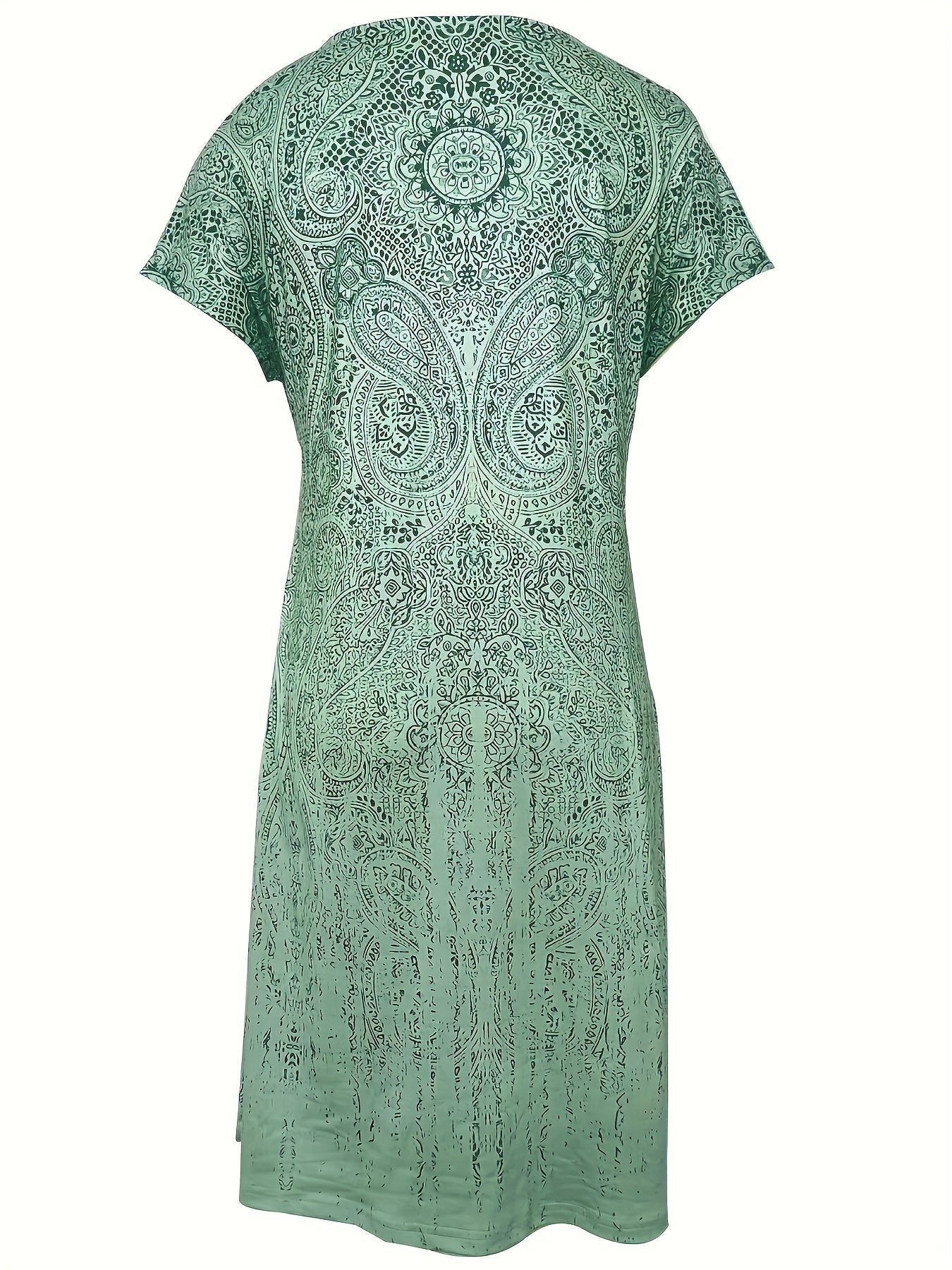 Dress for Women – Mini – Relaxed Fit – Short-Sleeved – Round Neck – Print Design