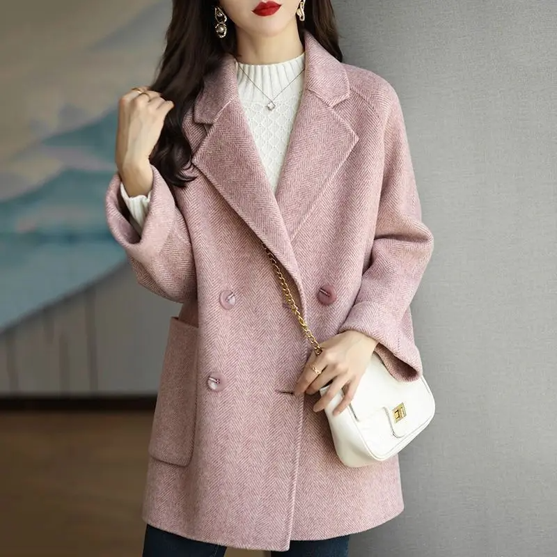 Women's Trench Coat – Slim Fit – Wool Texture – Double Breasted – Tailored Design
