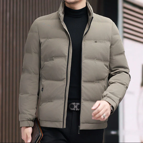 Men’s Puffer Jacket - Synthetic Blend - Regular Fit - Stand-Up Collar - Hip Length