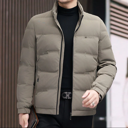 Men’s Puffer Jacket - Synthetic Blend - Regular Fit - Stand-Up Collar - Hip Length